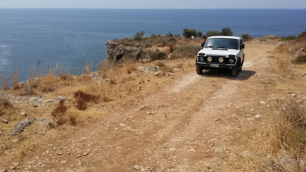 lada niva at a Mani dirt road