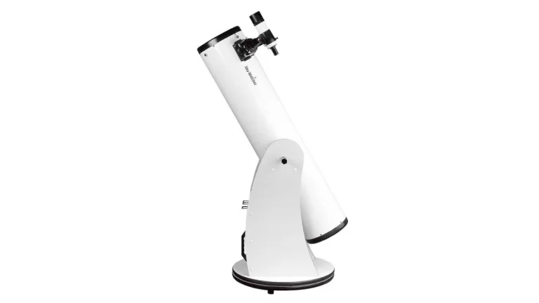 An image of an 8 inch dobsonian sky watcher telescope in white